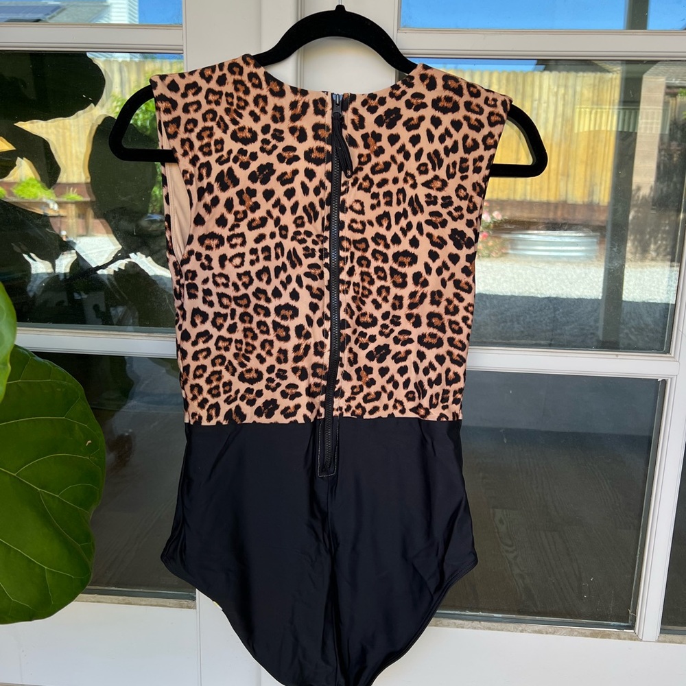 summersalt Leopard Print and Black One-Piece Swimsuit - Picture 3 of 8